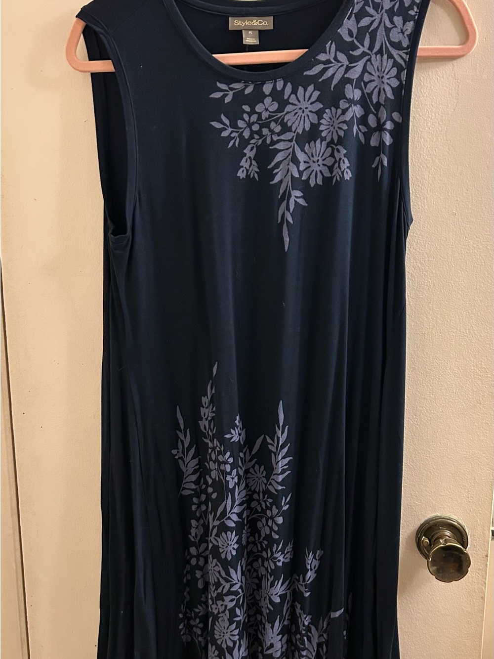Style & Co. Navy Sleeveless Floral-Print Tank Top